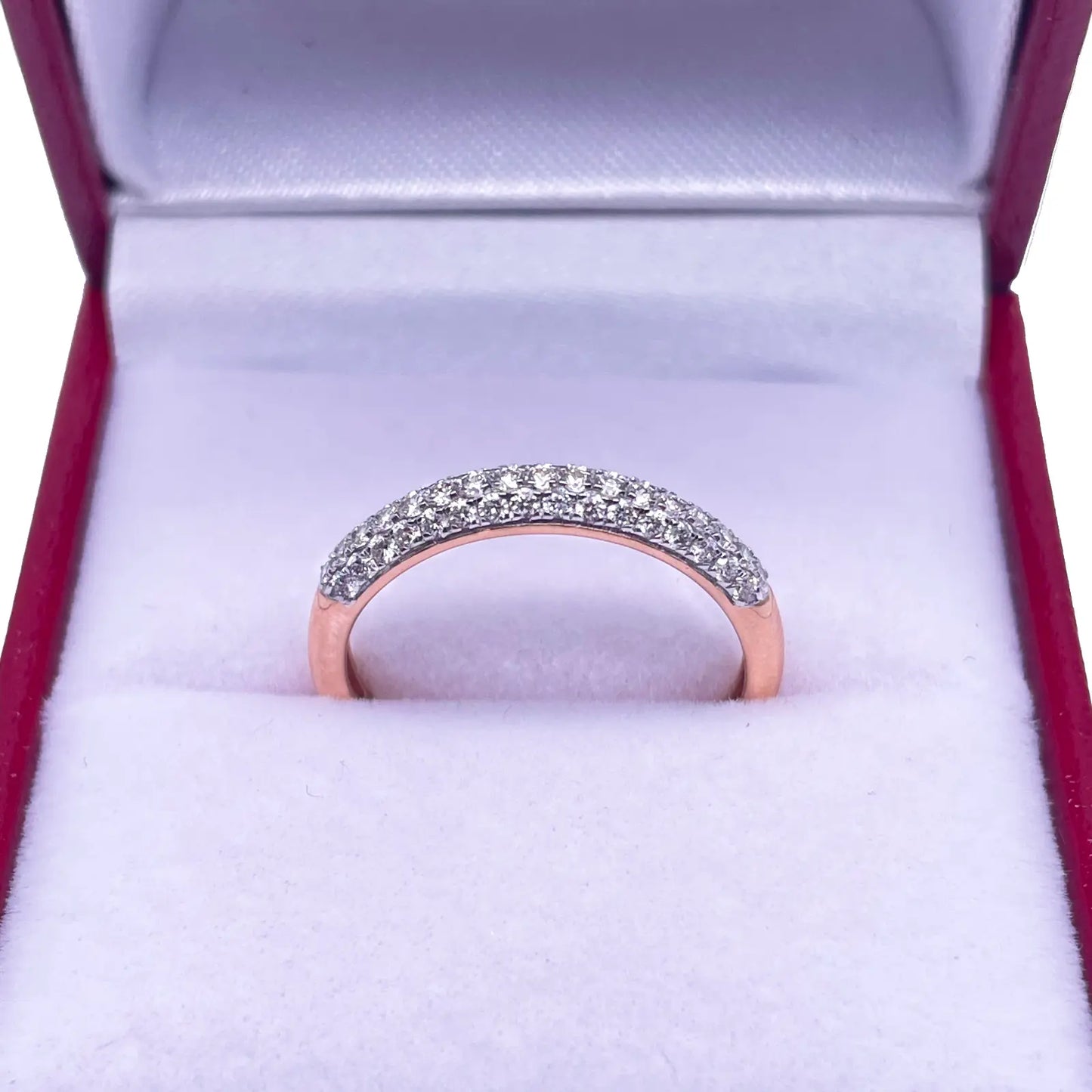 14ct Rose Gold Diamond 3 Row Dome Shaped Pave Set Ring 0.34ct  Diamond Ring