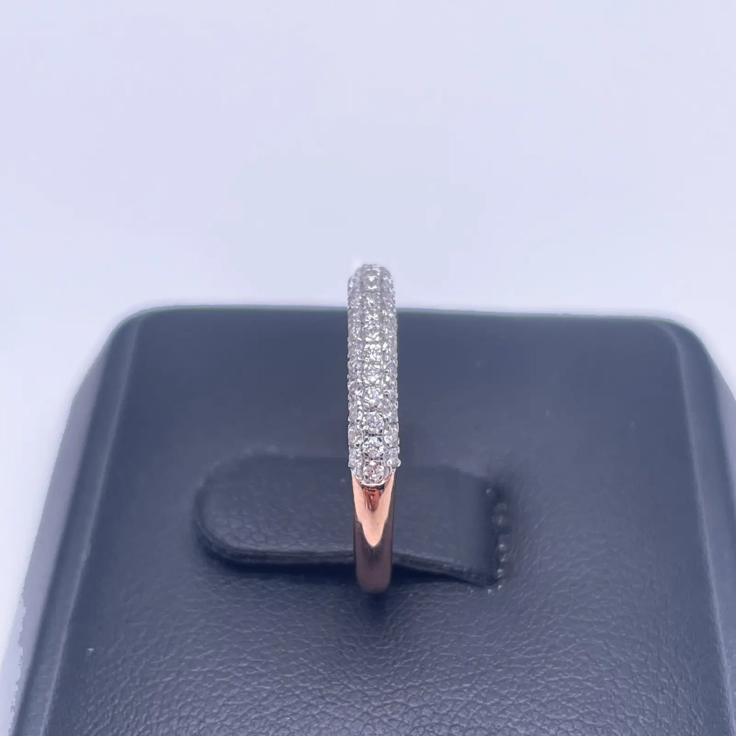 14ct Rose Gold Diamond 3 Row Dome Shaped Pave Set Ring 0.34ct  Diamond Ring