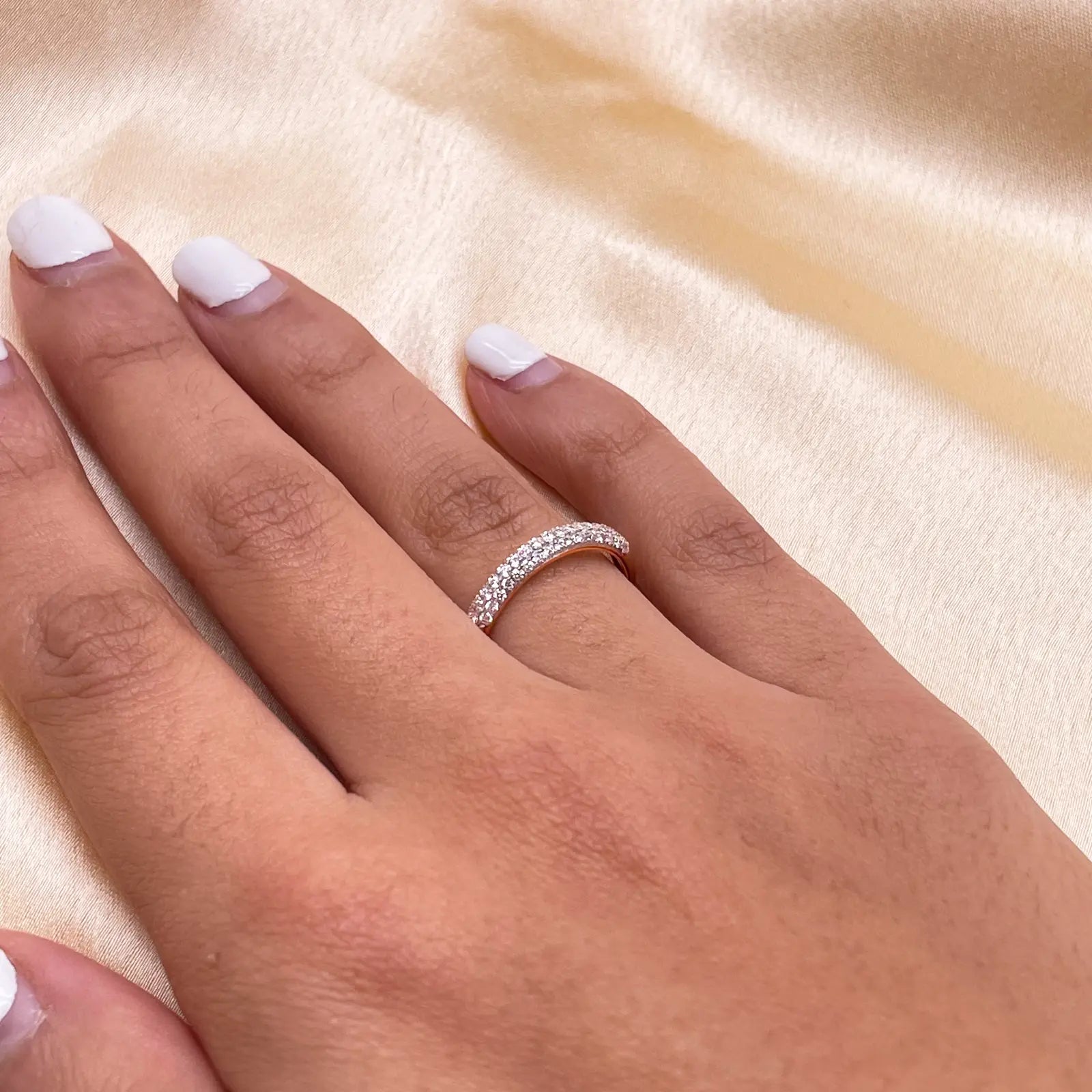 14ct Rose Gold Diamond 3 Row Dome Shaped Pave Set Ring 0.34ct  Diamond Ring