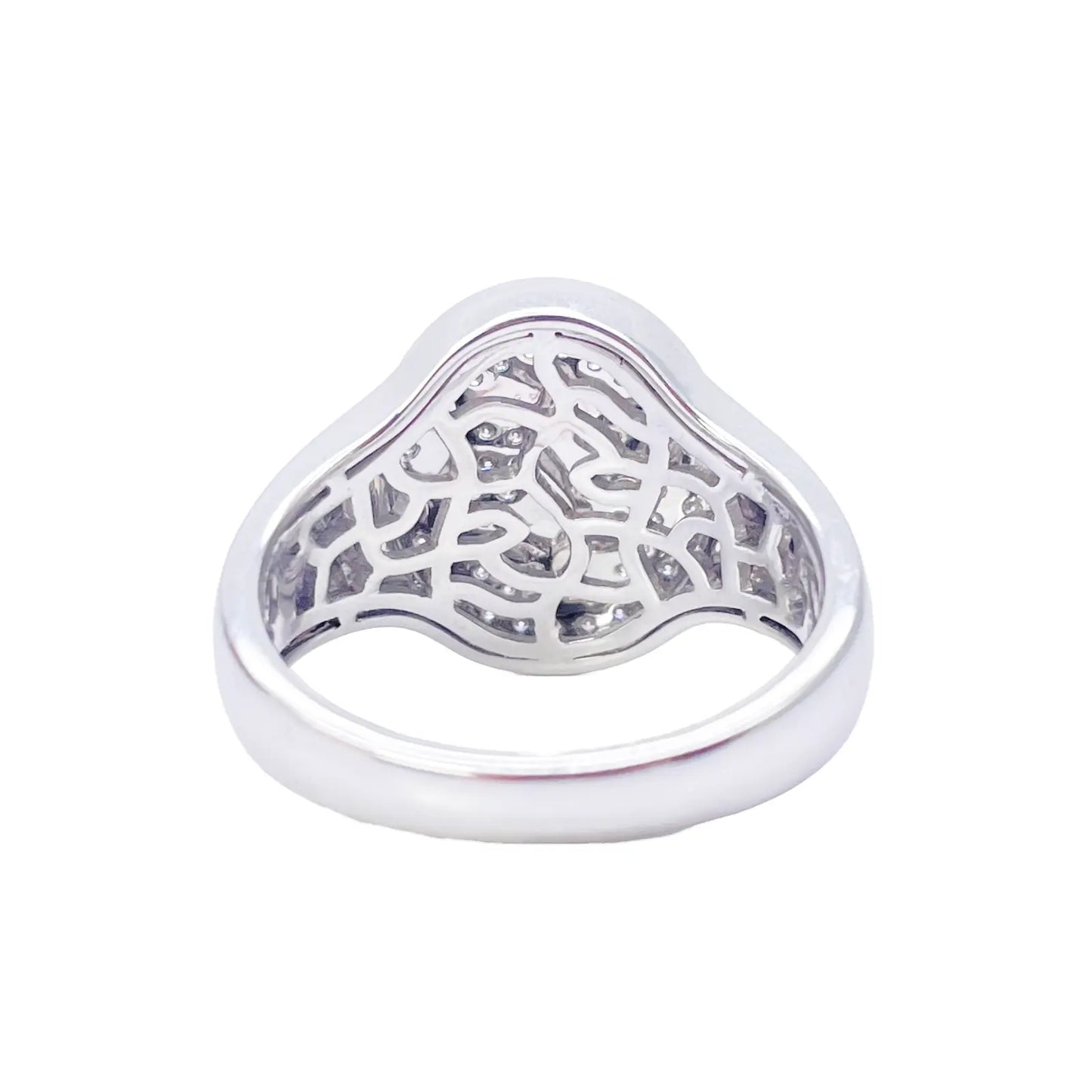 14ct White Gold Diamond Anchor Sailor Cluster Signet Ring 0.37ct  Diamond Ring