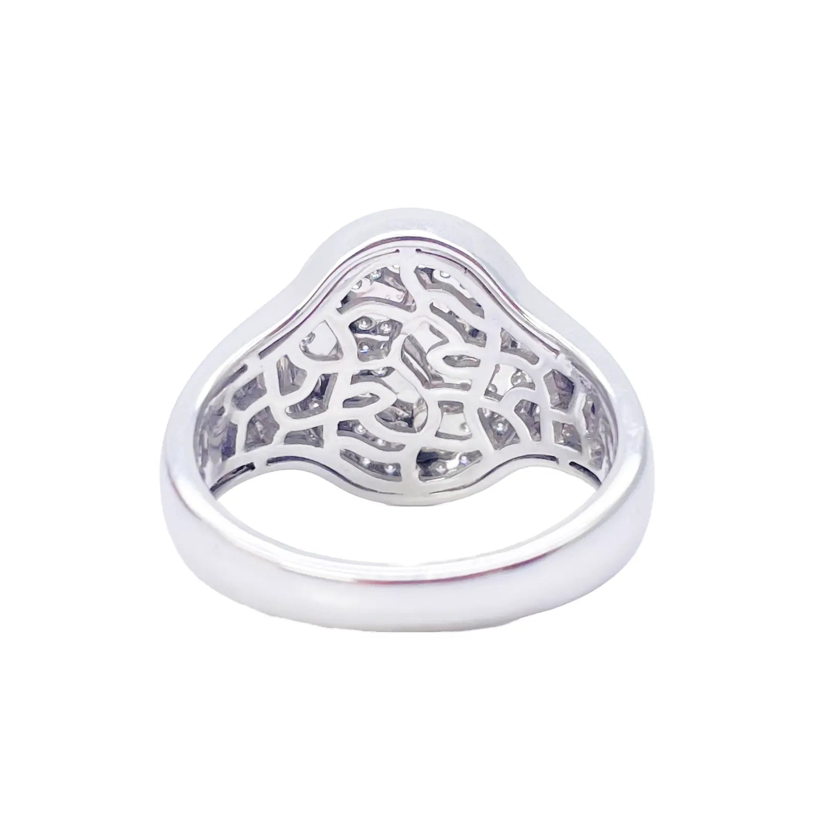 14ct White Gold Diamond Anchor Sailor Cluster Signet Ring 0.37ct  Diamond Ring