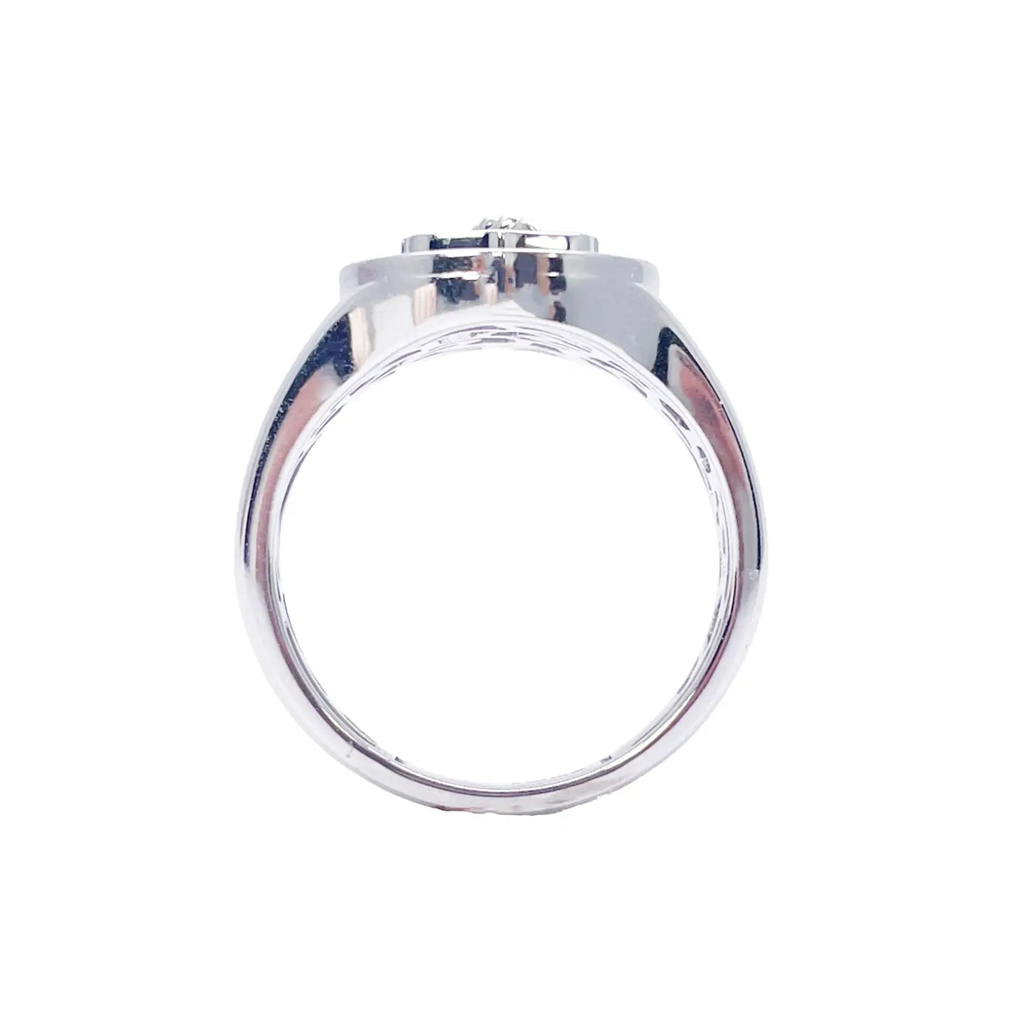 14ct White Gold Diamond Anchor Sailor Cluster Signet Ring 0.37ct  Diamond Ring