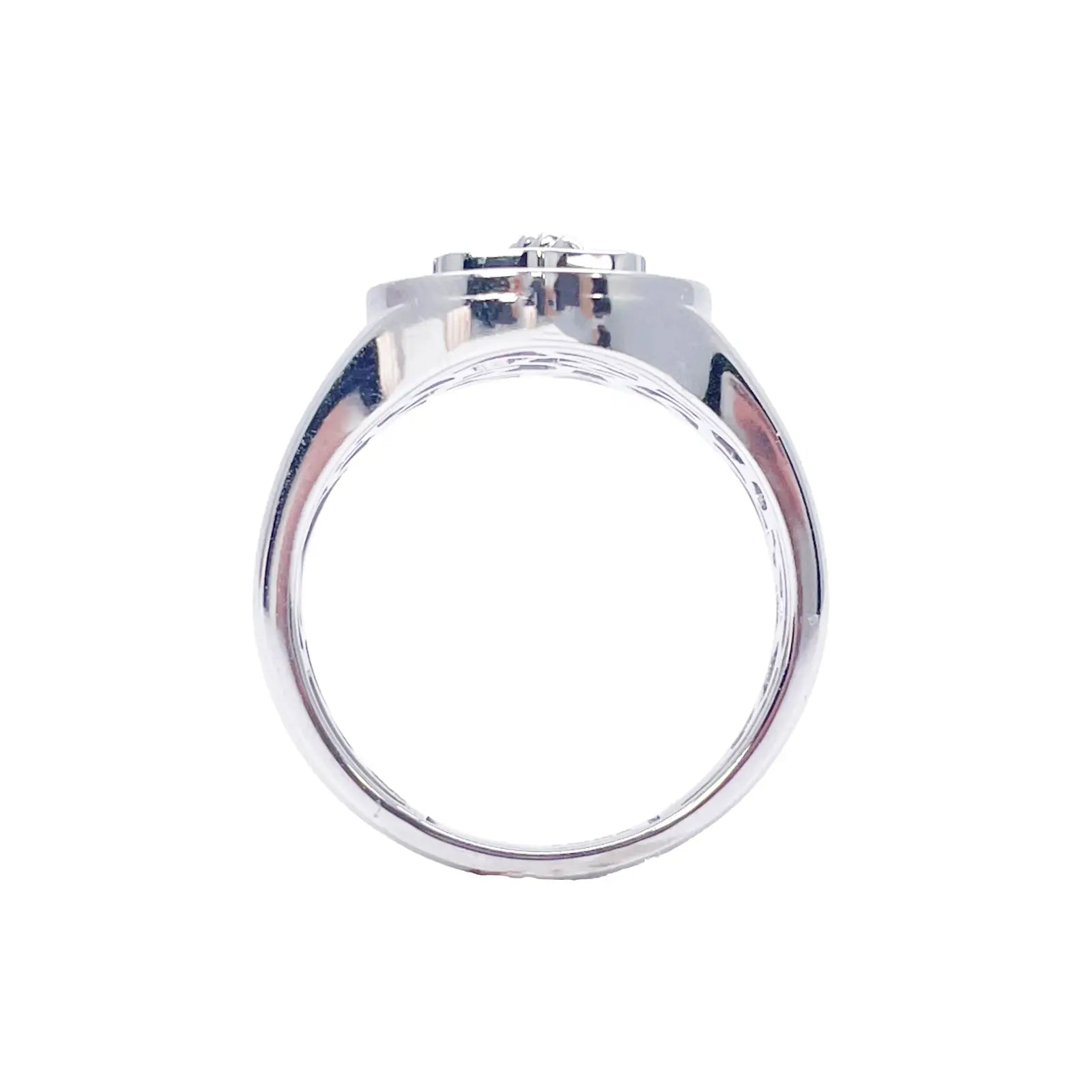 14ct White Gold Diamond Anchor Sailor Cluster Signet Ring 0.37ct  Diamond Ring