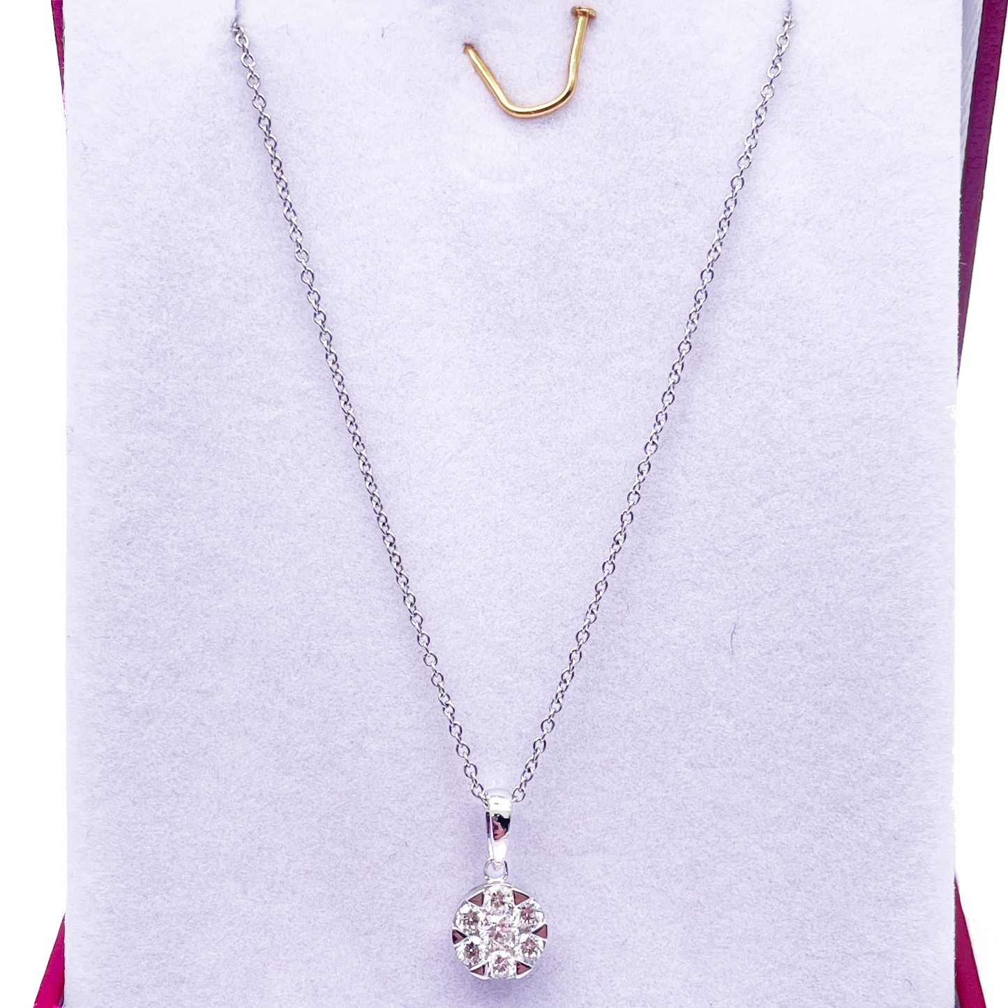 14ct White Gold Diamonds Round Pendant Necklace 0.32ct 