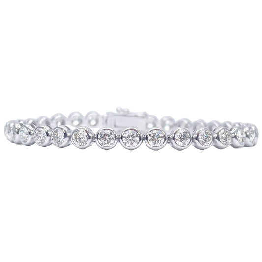14ct White Gold Natural Diamond Bezel Tennis Bracelet 3.95ct 7 inches  Diamond Bracelets