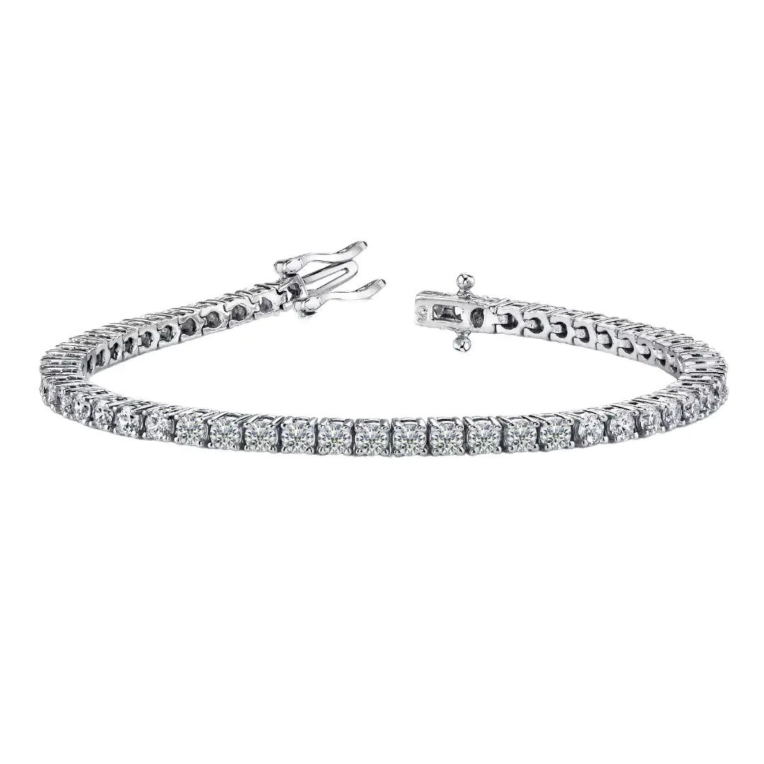 14ct White Gold Natural Diamond Tennis Bracelet 4-Claw 1.39ct 7''Inches 1.8mm  Diamond Bracelets