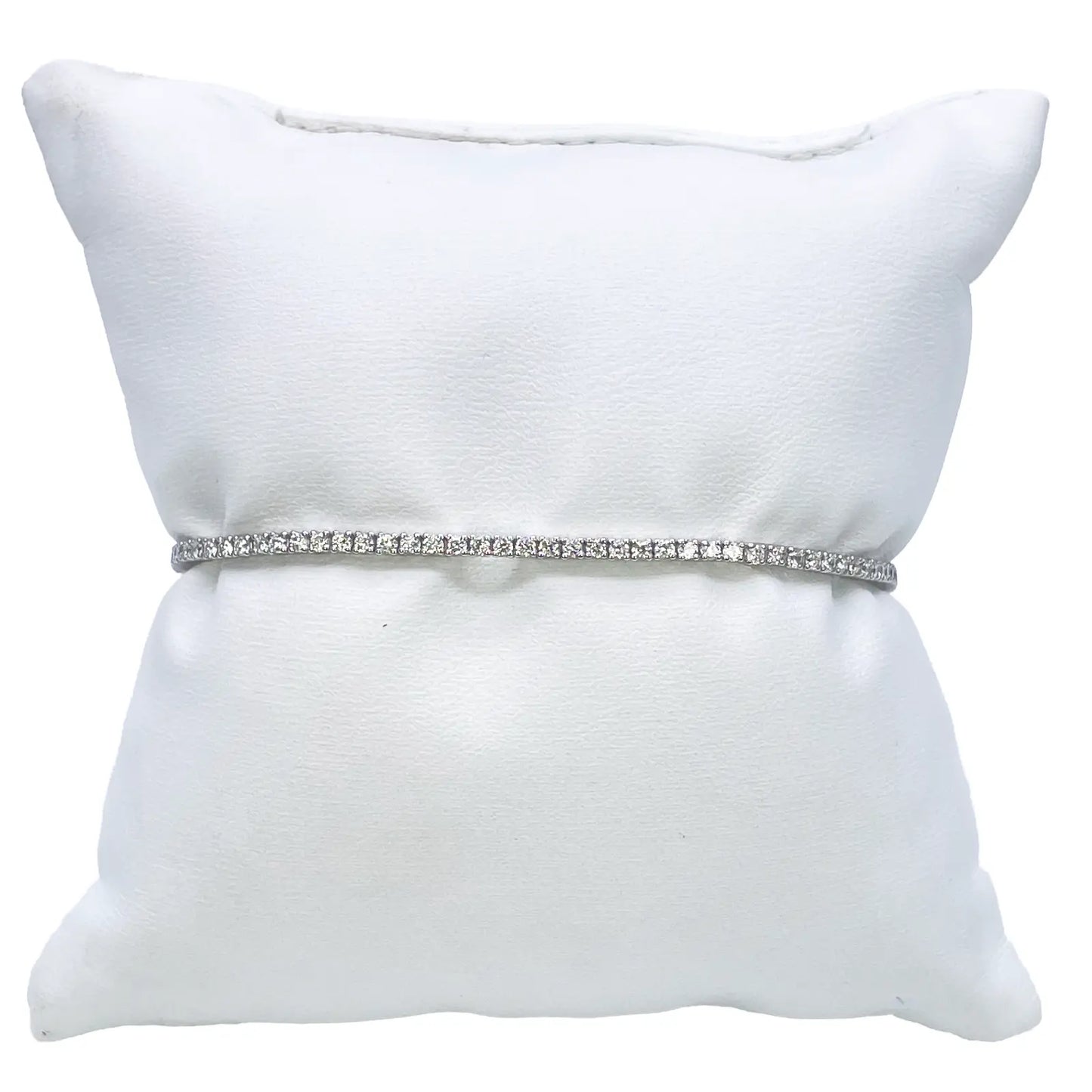 14ct White Gold Natural Diamond Tennis Bracelet 4-Claw 1.39ct 7''Inches 1.8mm  Diamond Bracelets