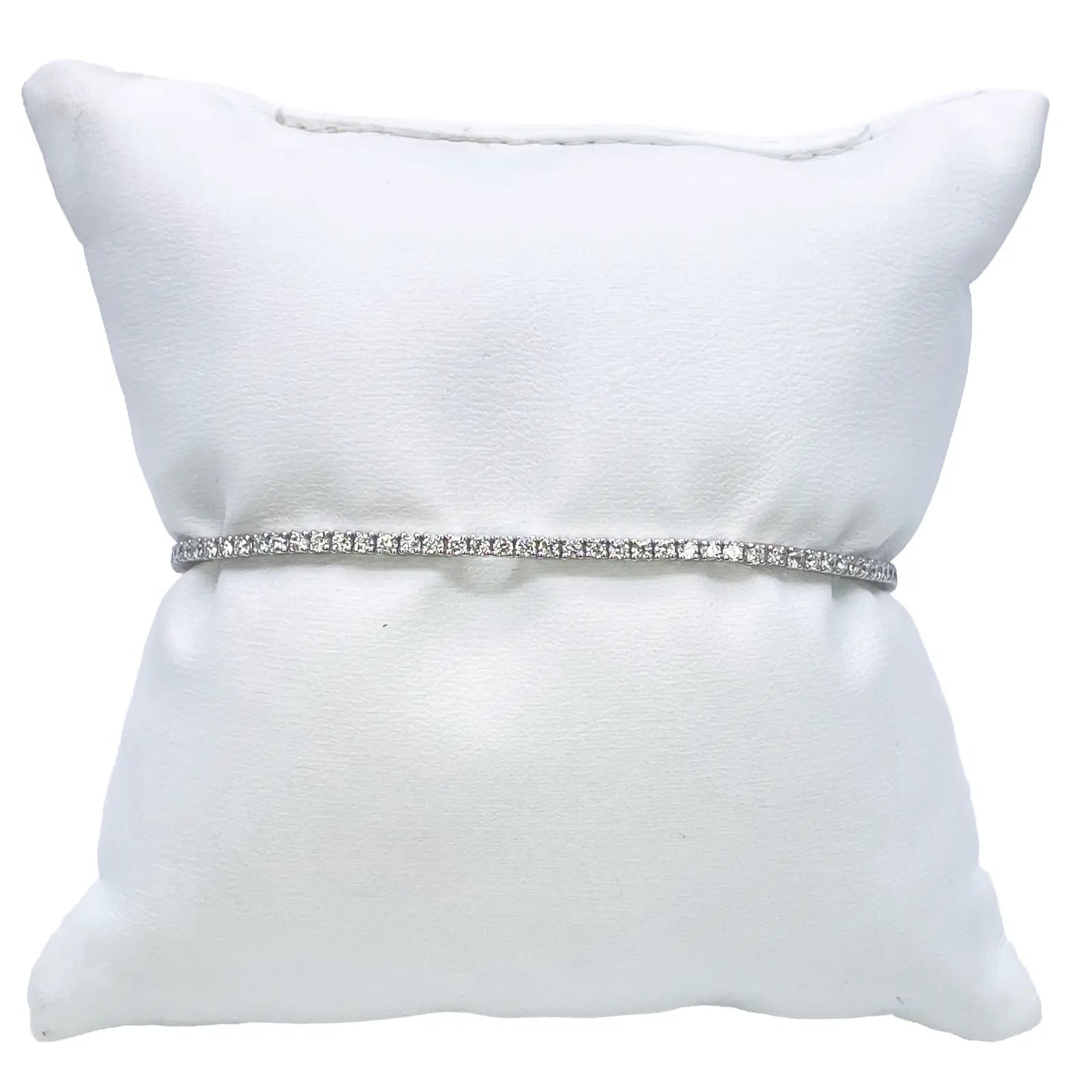 14ct White Gold Natural Diamond Tennis Bracelet 4-Claw 1.39ct 7''Inches 1.8mm  Diamond Bracelets