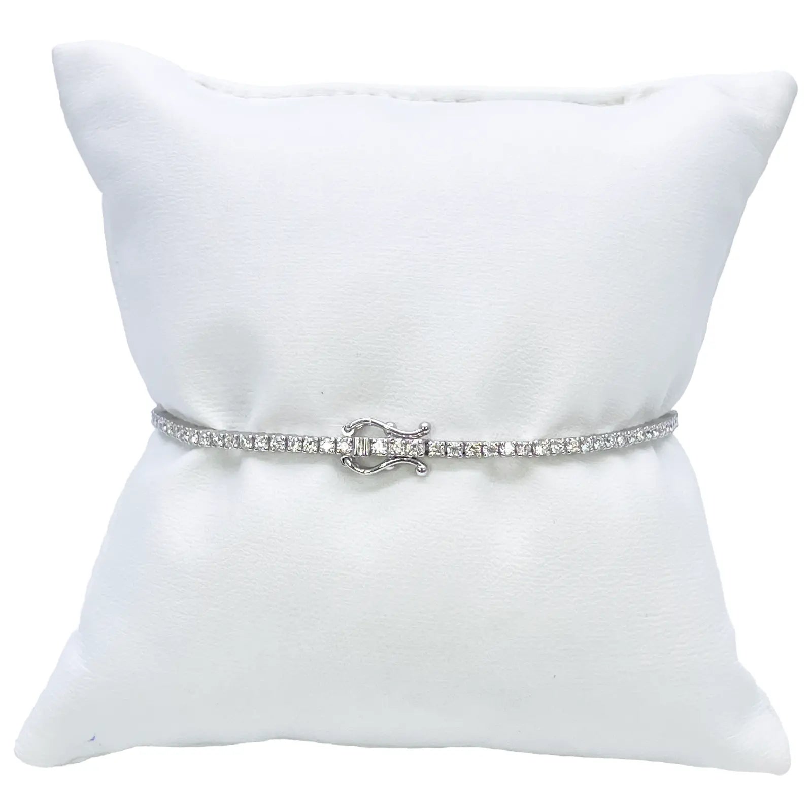 14ct White Gold Natural Diamond Tennis Bracelet 4-Claw 1.39ct 7''Inches 1.8mm  Diamond Bracelets