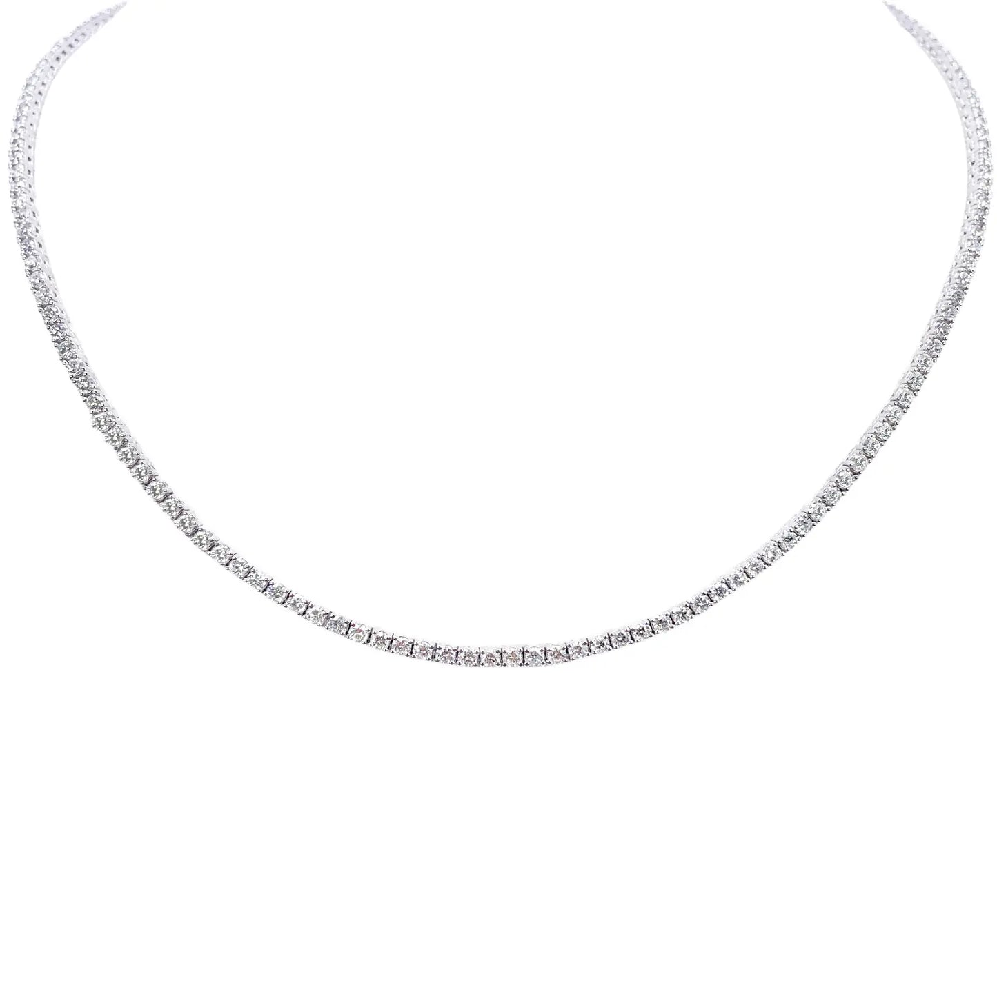 14ct White Gold Natural Diamond Tennis Necklace 5.96ct 17''inches 