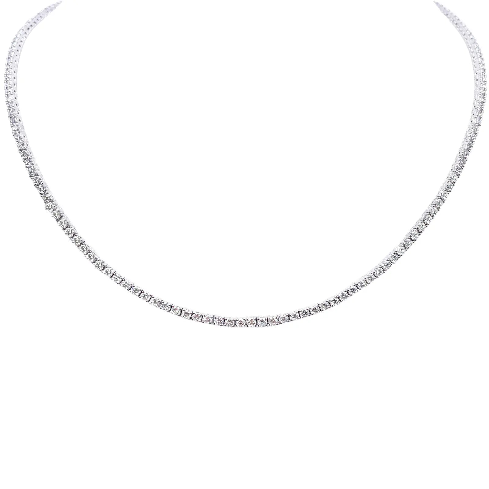 14ct White Gold Natural Diamond Tennis Necklace 5.96ct 17''inches 