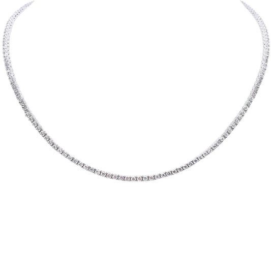 14ct White Gold Natural Diamond Tennis Necklace 5.96ct 17''inches 