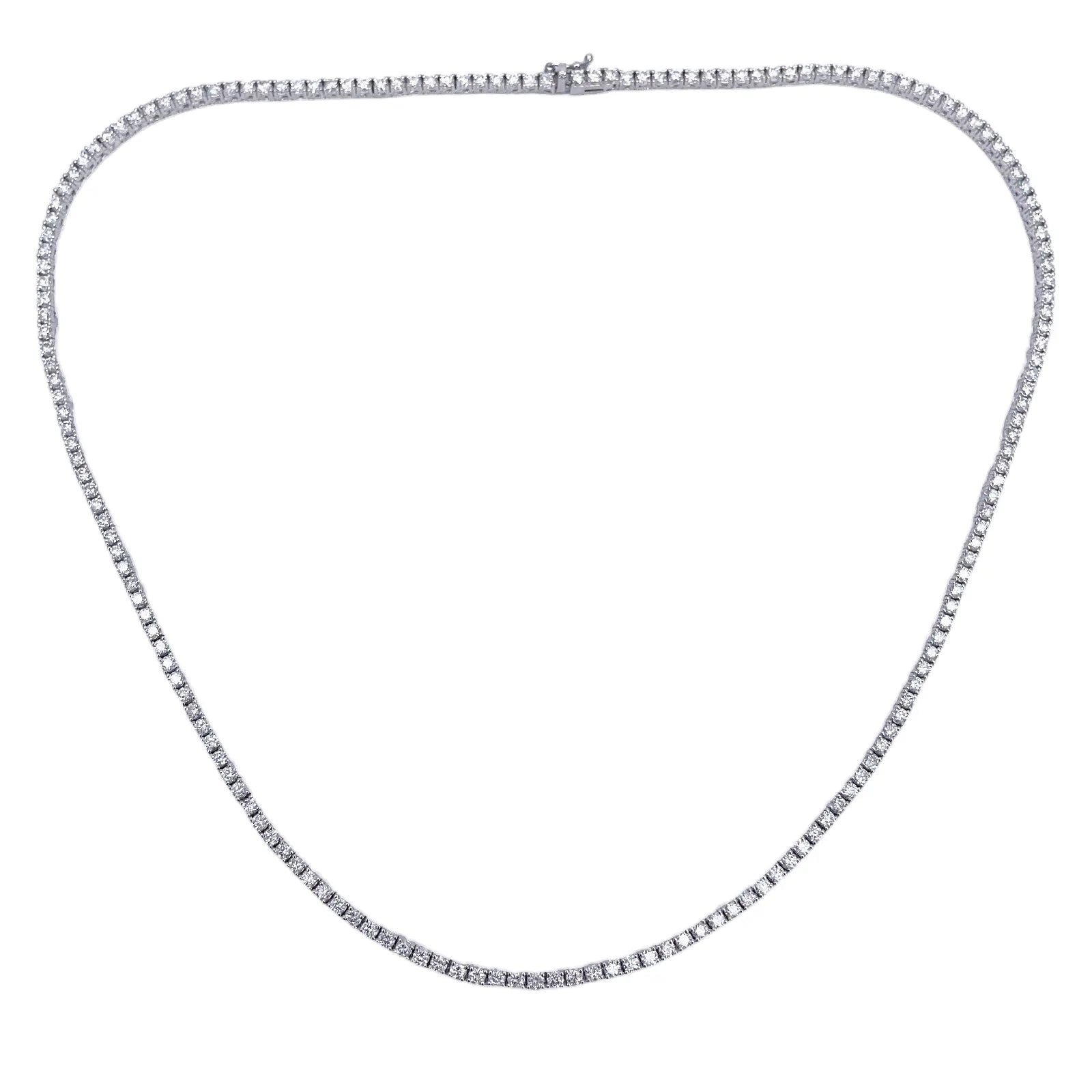 14ct White Gold Natural Diamond Tennis Necklace 5.96ct 17''inches 