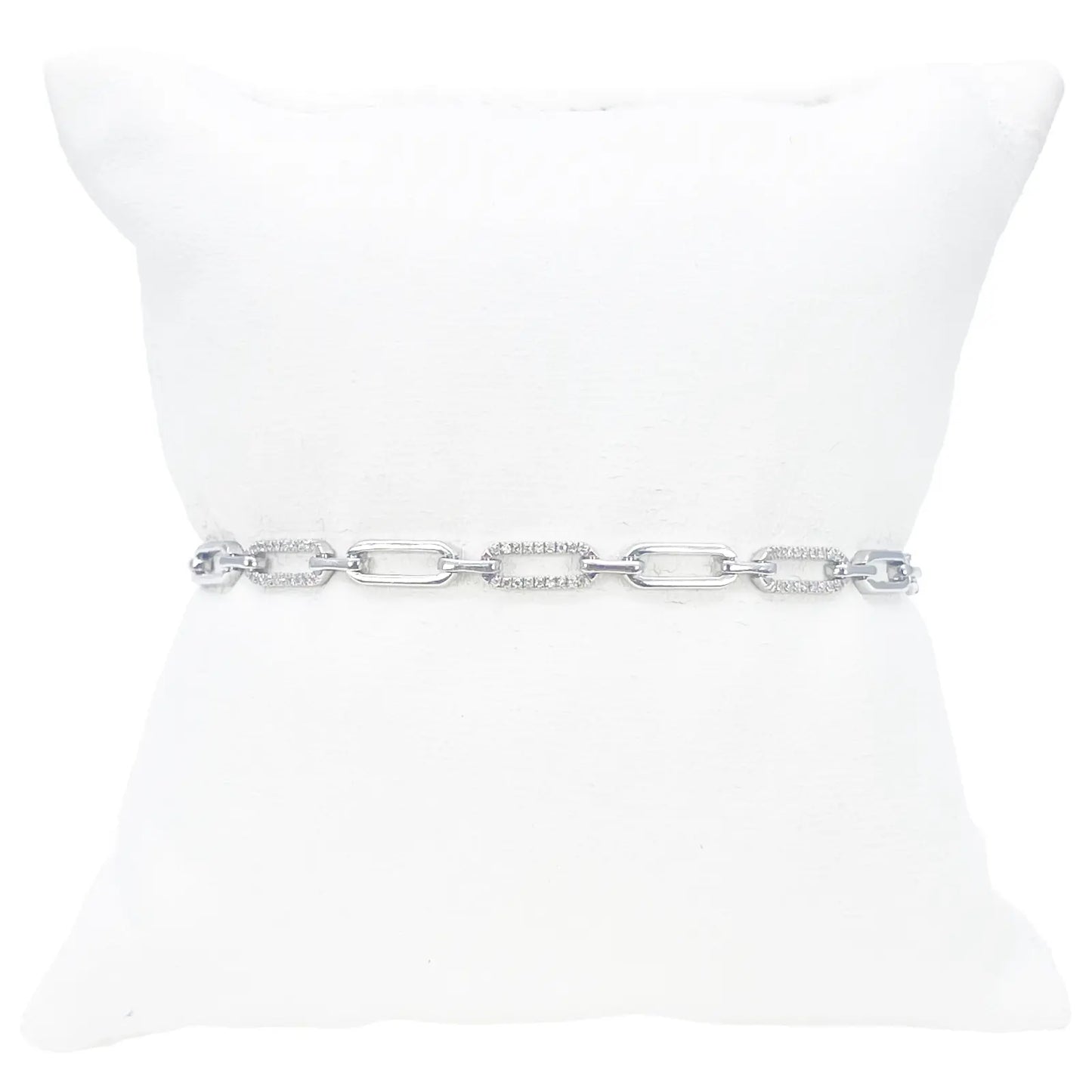 14ct White Gold Paper Clip Link Diamond Bracelet 0.20ct 7 Inches & 3.8mm Width  Diamond Bracelets