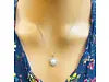 14ct White Gold Pearl & Round Diamond Framed Pendant Necklace 2.37ct 