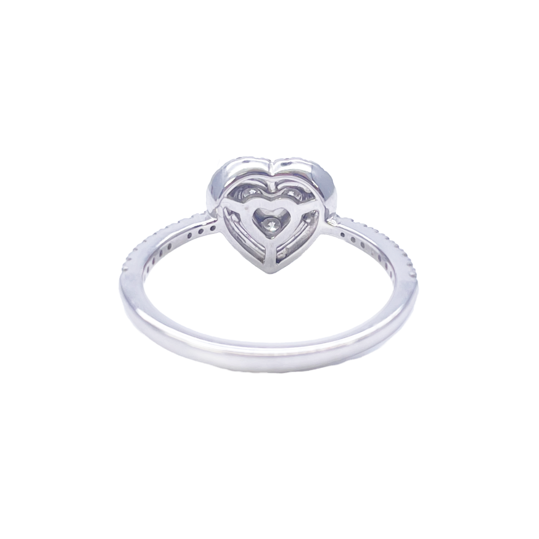 14ct White Gold Round Natural Diamond Heart Cluster Ring 0.50ct  Diamond Ring