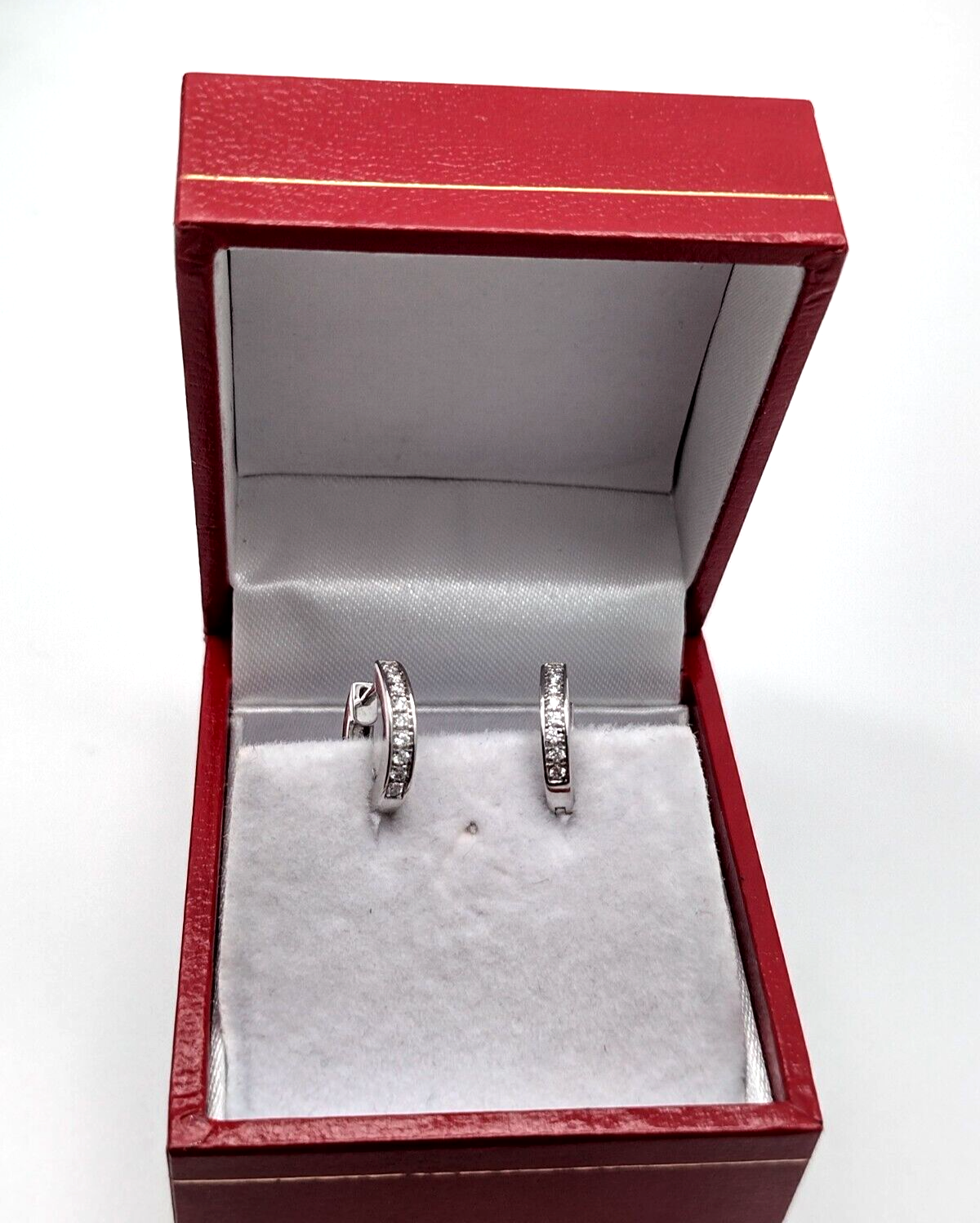 14ct White Gold & Diamond Pair of Mini Huggie Hoop Earrings 0.12 carats 
