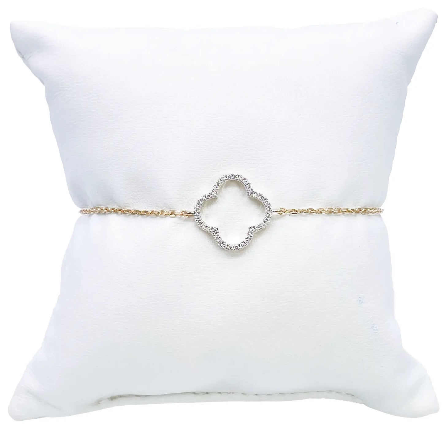 14ct Yellow Gold Elegant Open Flower Diamond Bracelet 0.15ct 7''inches  Diamond Bracelets