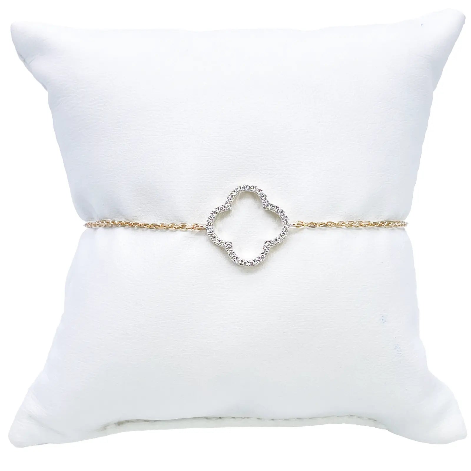 14ct Yellow Gold Elegant Open Flower Diamond Bracelet 0.15ct 7''inches  Diamond Bracelets