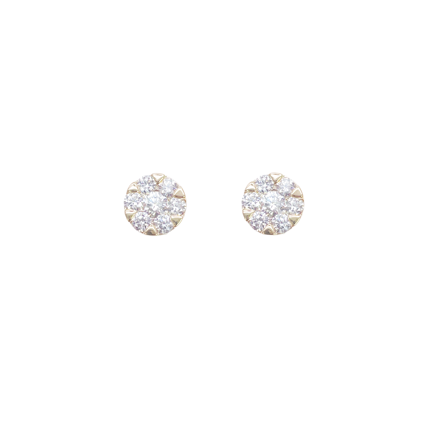 14ct Yellow Gold Natural Diamond Round Cluster Stud Earrings 0.49ct 