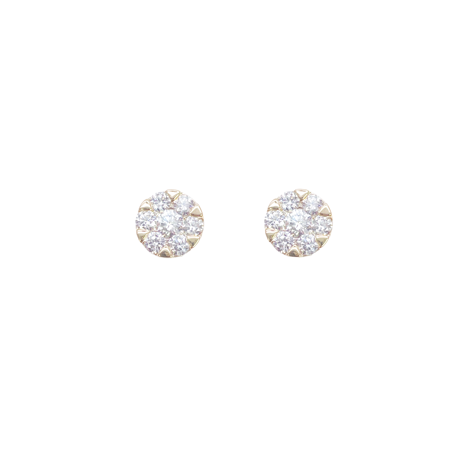 14ct Yellow Gold Natural Diamond Round Cluster Stud Earrings 0.49ct 