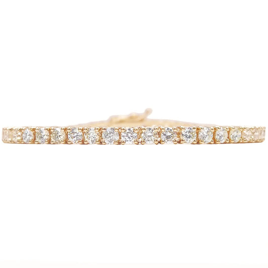 14ct Yellow Gold Natural Diamond Tennis Bracelet 4-claw 5.59cts 7 Inches 3.4mm Width  Diamond Bracelets