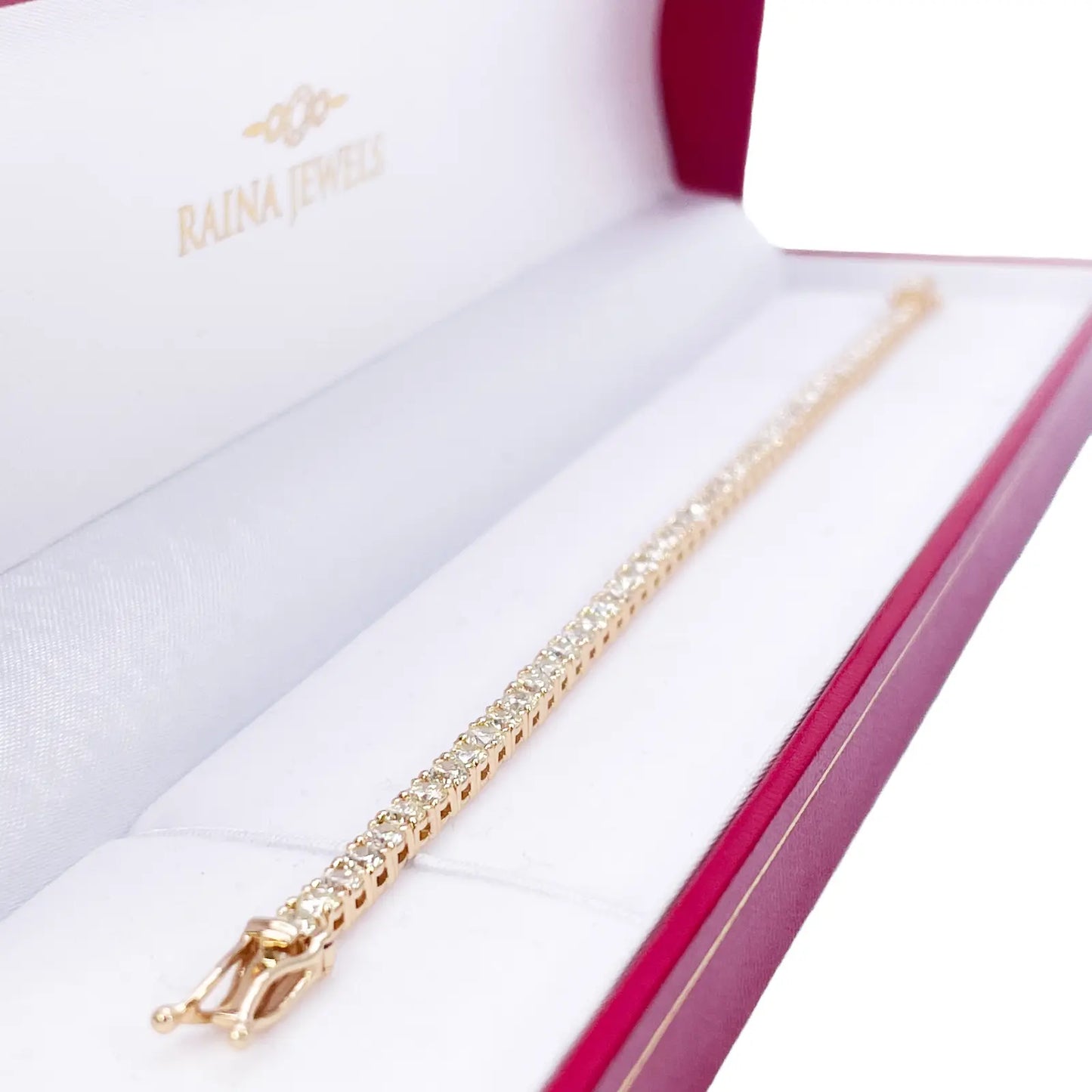 14ct Yellow Gold Natural Diamond Tennis Bracelet 4-claw 5.59cts 7 Inches 3.4mm Width  Diamond Bracelets