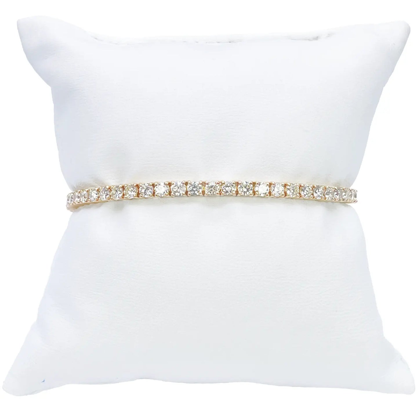 14ct Yellow Gold Natural Diamond Tennis Bracelet 4-claw 5.59cts 7 Inches 3.4mm Width  Diamond Bracelets