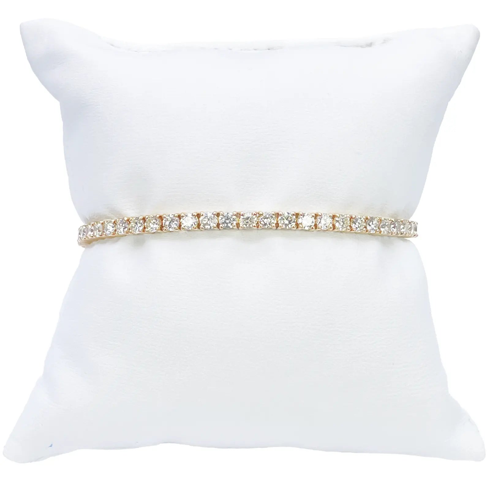 14ct Yellow Gold Natural Diamond Tennis Bracelet 4-claw 5.59cts 7 Inches 3.4mm Width  Diamond Bracelets