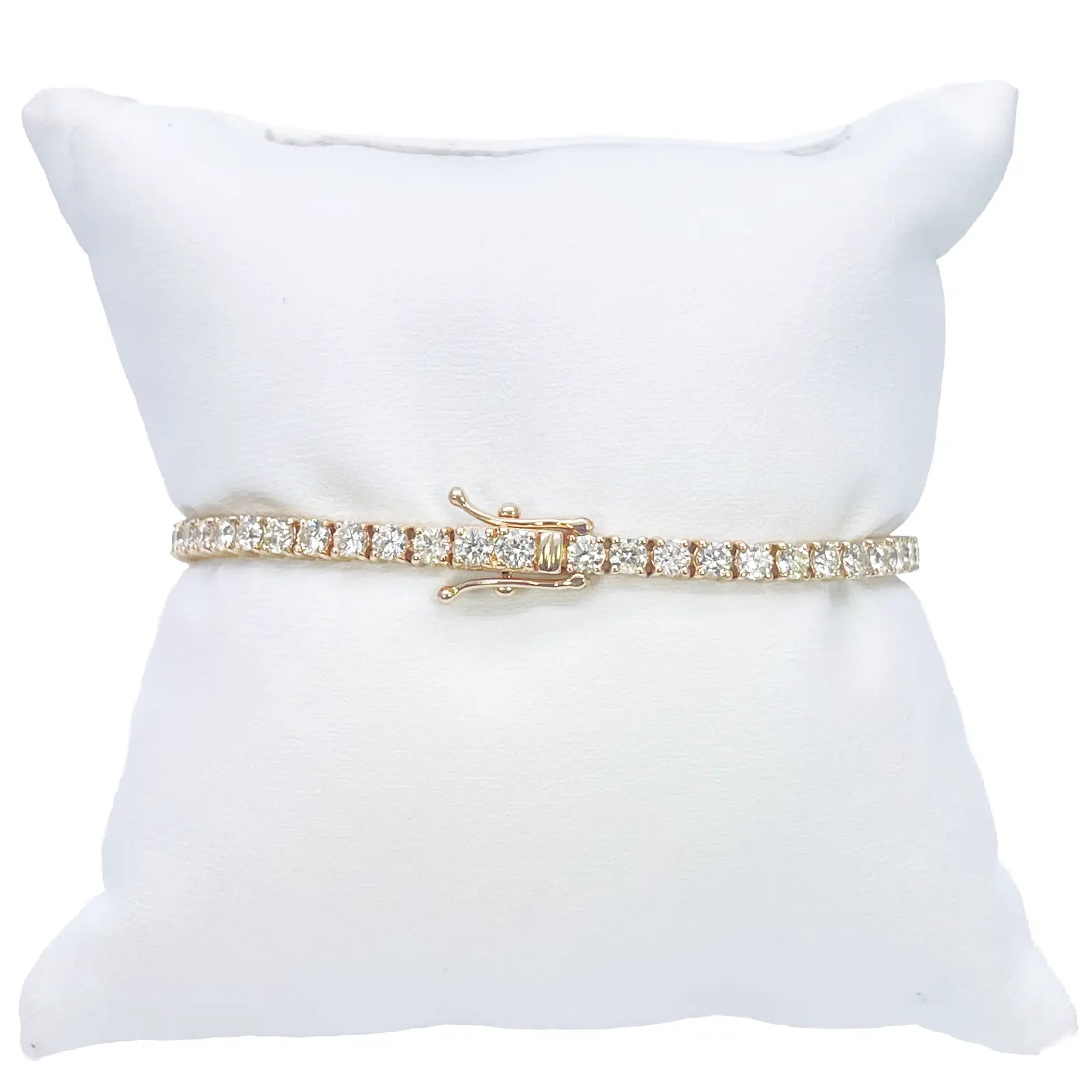 14ct Yellow Gold Natural Diamond Tennis Bracelet 4-claw 5.59cts 7 Inches 3.4mm Width  Diamond Bracelets