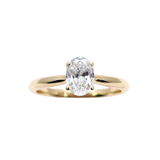 14ct Yellow Gold Natural Oval Diamond Solitaire Engagement Ring 0.70ct GIA Certified  Diamond Ring