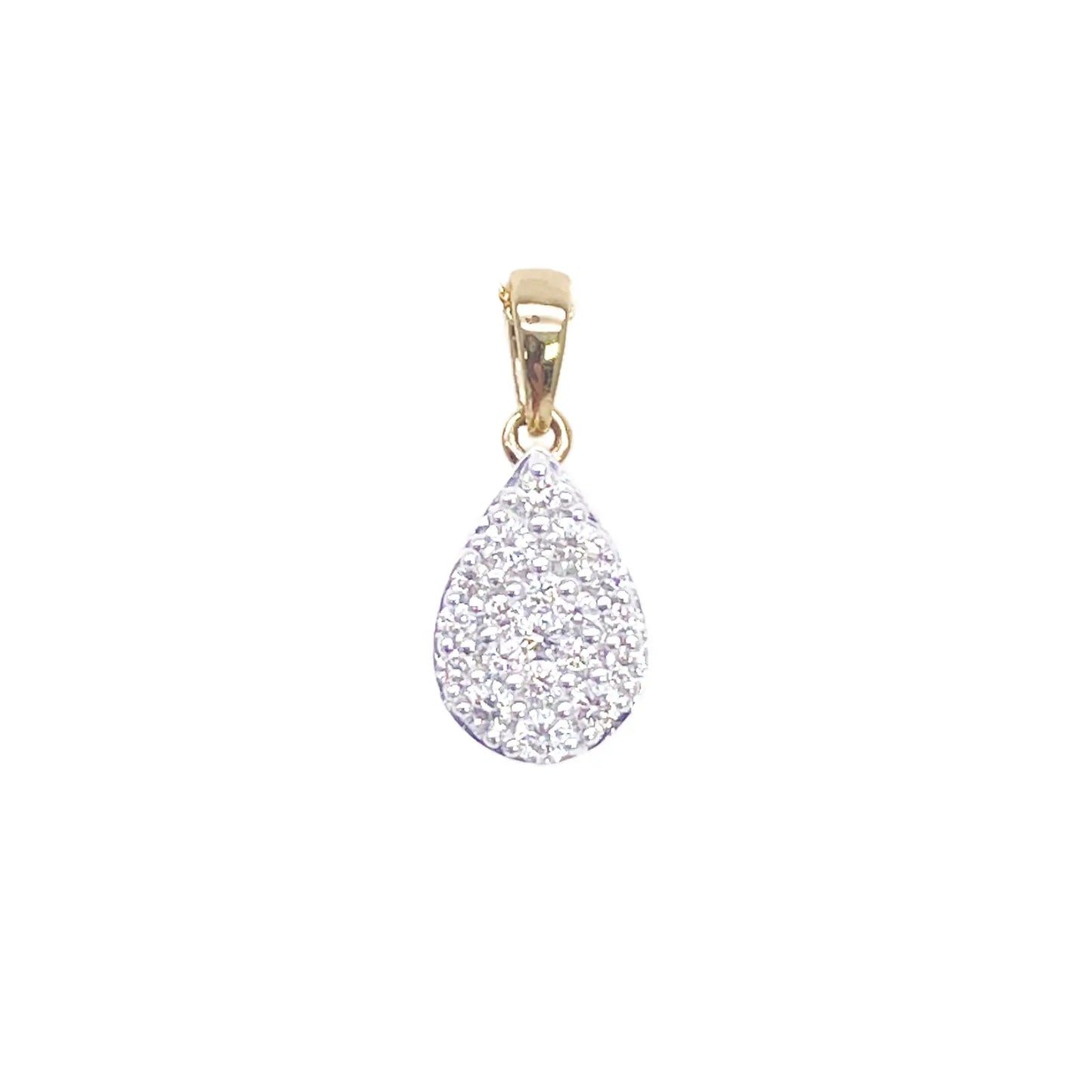 14ct Yellow Gold Round Diamond Pear Cluster Pendant 0.24ct 