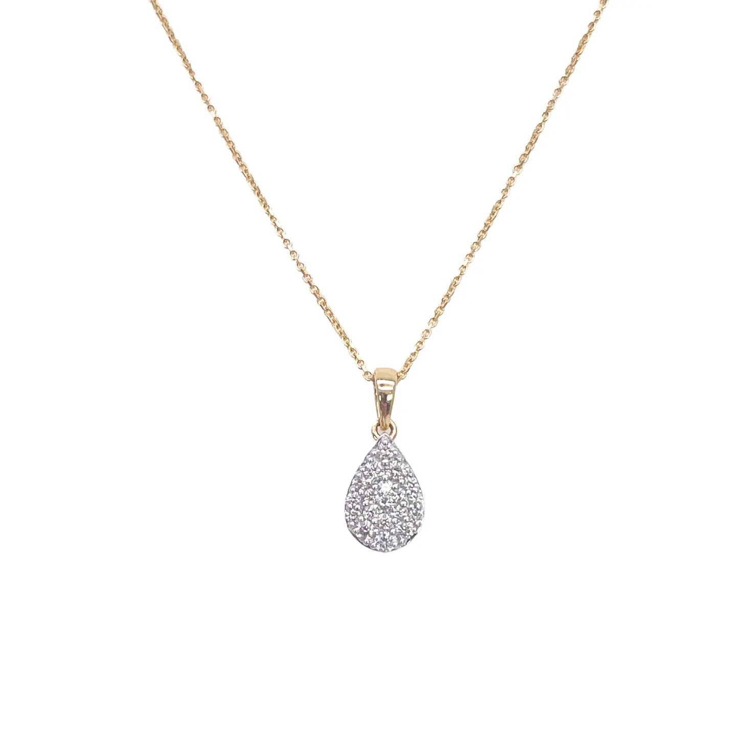 14ct Yellow Gold Round Diamond Pear Cluster Pendant 0.24ct 