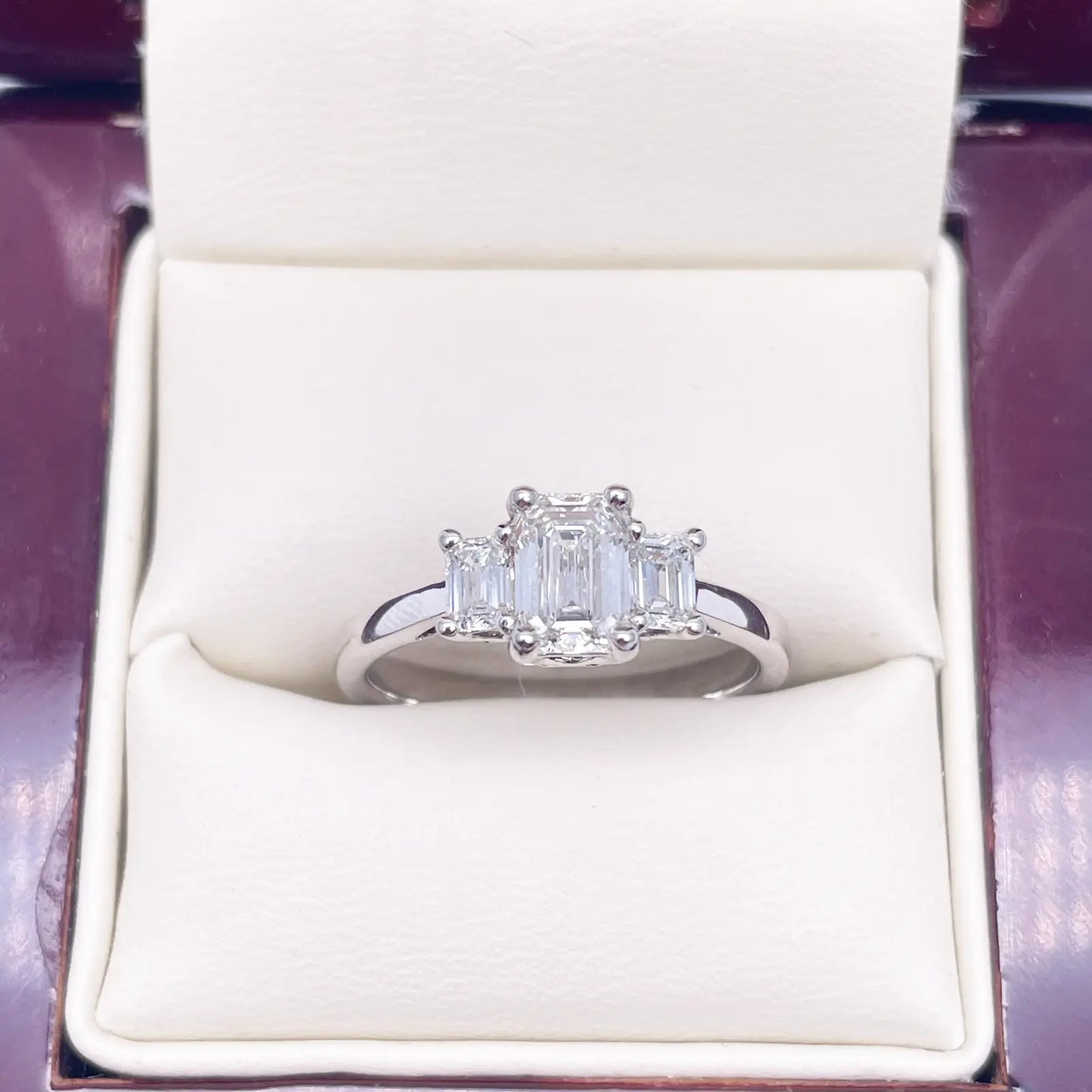 14ct Yellow/White Gold LabGrown Diamond 1.40ct Emerald Cut 3-Stone Ring IGI Cert 