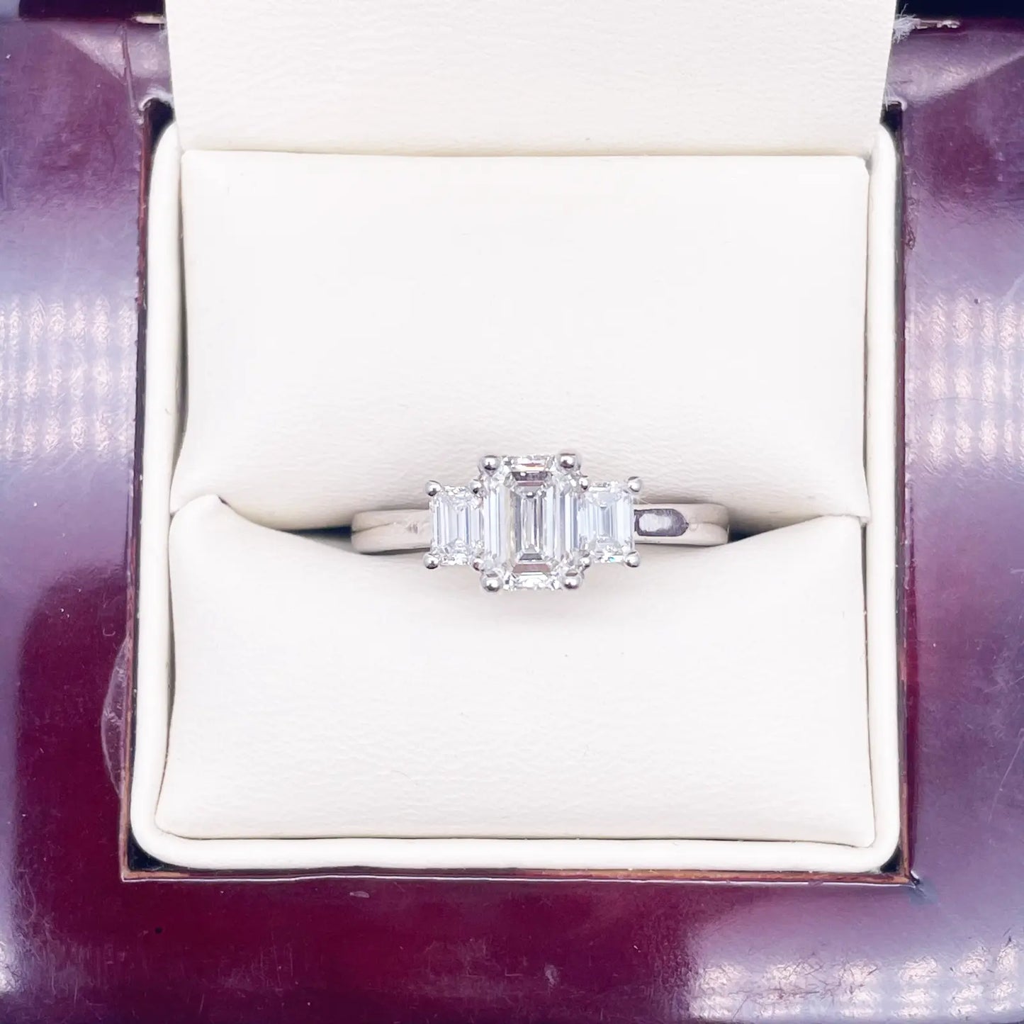14ct Yellow/White Gold LabGrown Diamond 1.40ct Emerald Cut 3-Stone Ring IGI Cert 