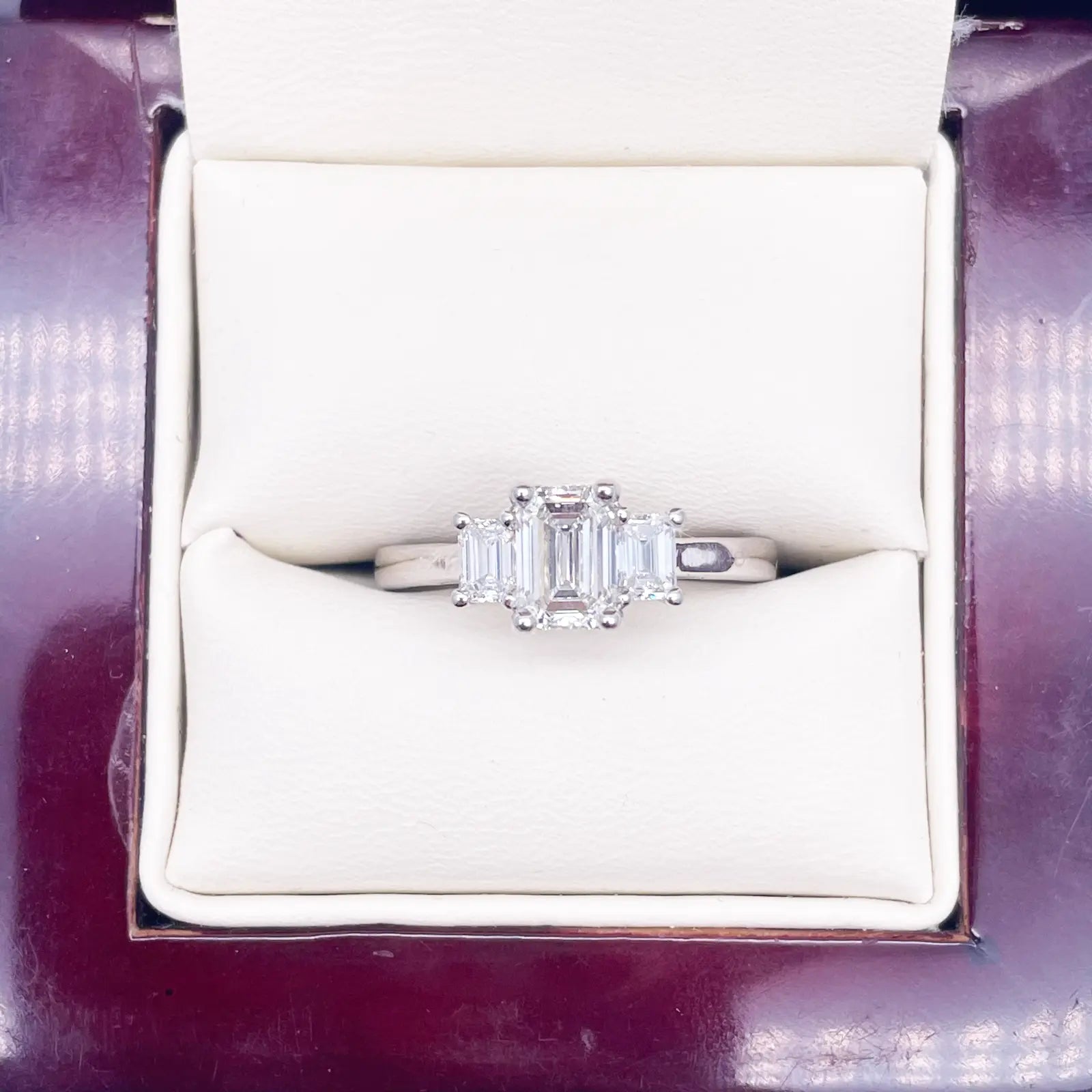 14ct Yellow/White Gold LabGrown Diamond 1.40ct Emerald Cut 3-Stone Ring IGI Cert 