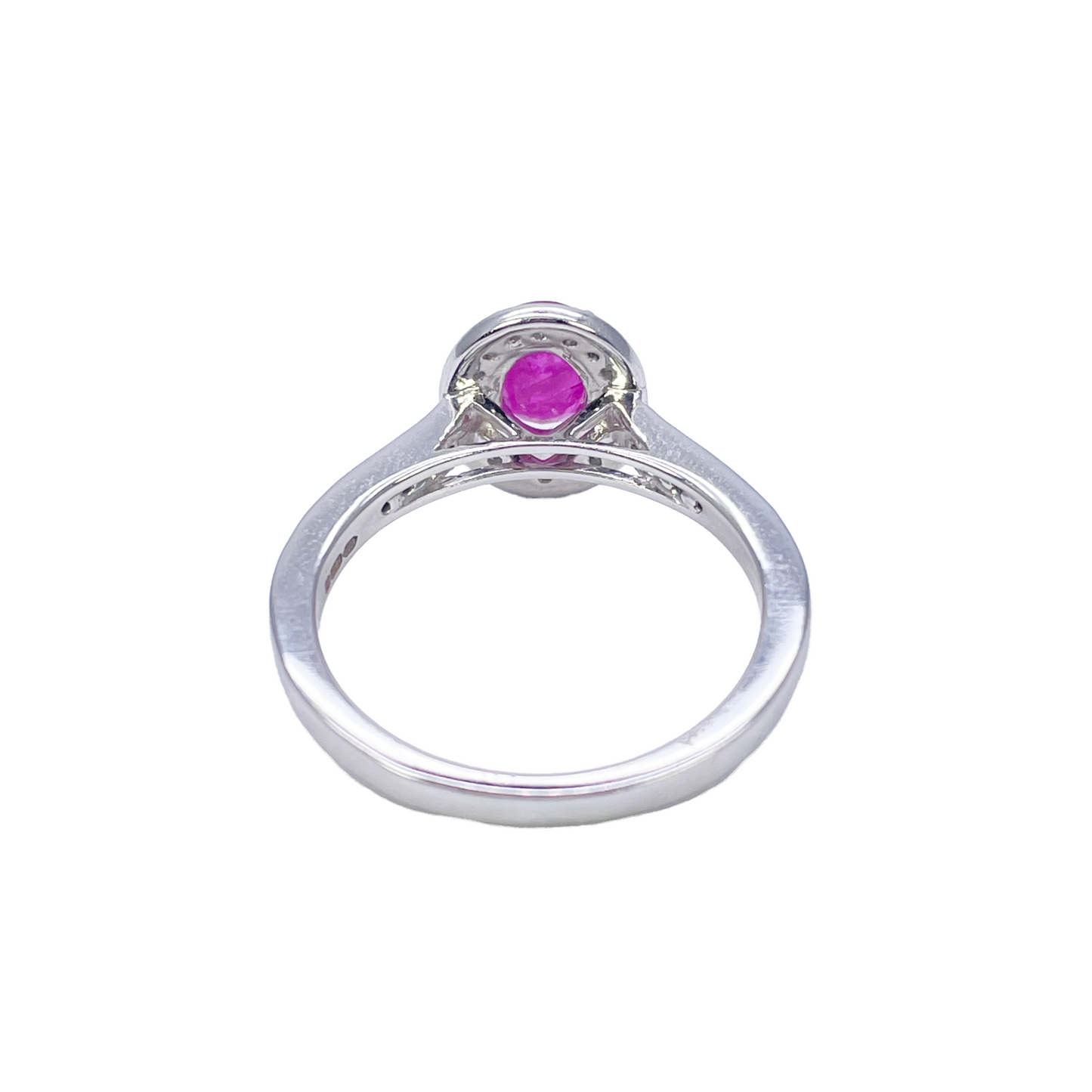 18ct White Gold Natural Oval Ruby & Round Diamond Halo Ring 1.00ct