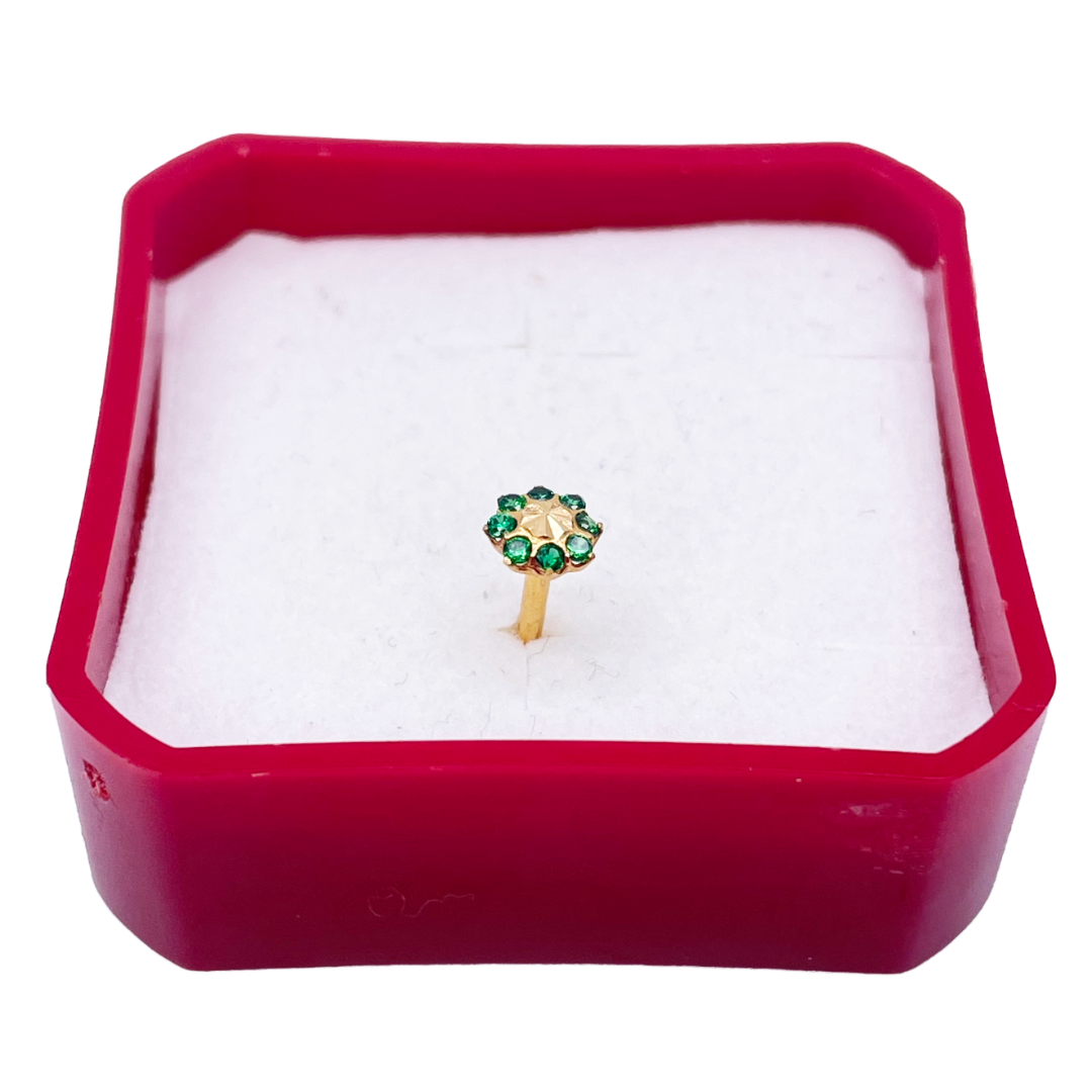 22ct Yellow Gold Green Cubic Zirconia Nose Stud