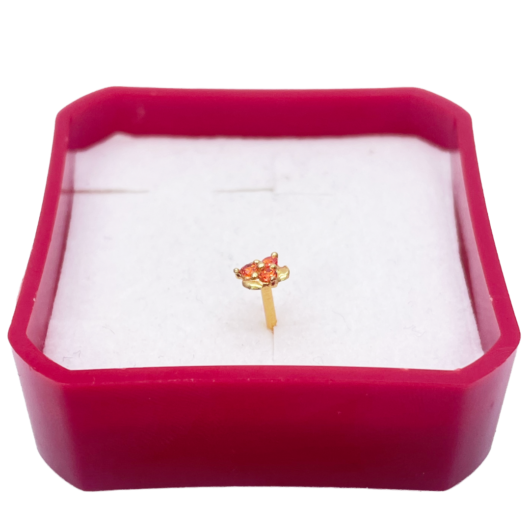 22ct Yellow Gold Orange Cubic Zirconia Claw Set Nose Stud