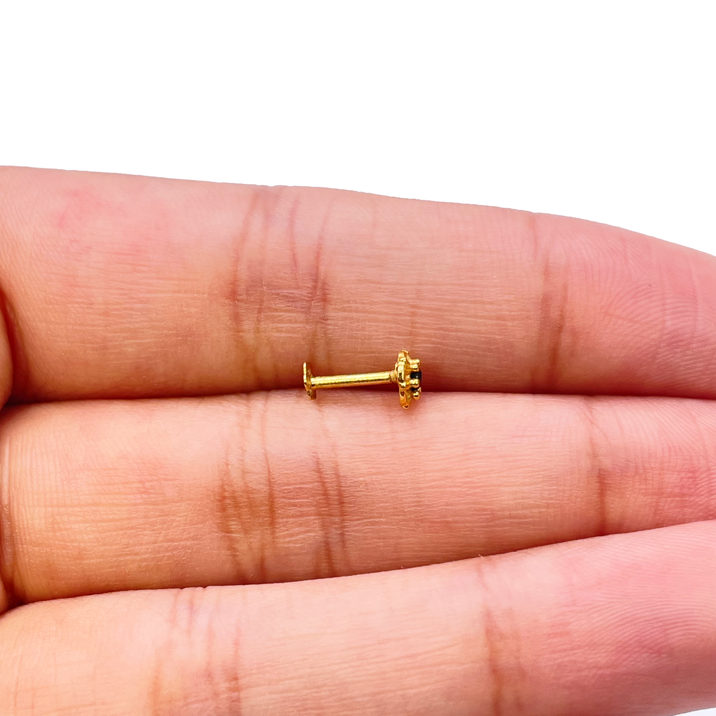 22ct Yellow Gold Black Cubic Zirconia Claw Set Nose Stud
