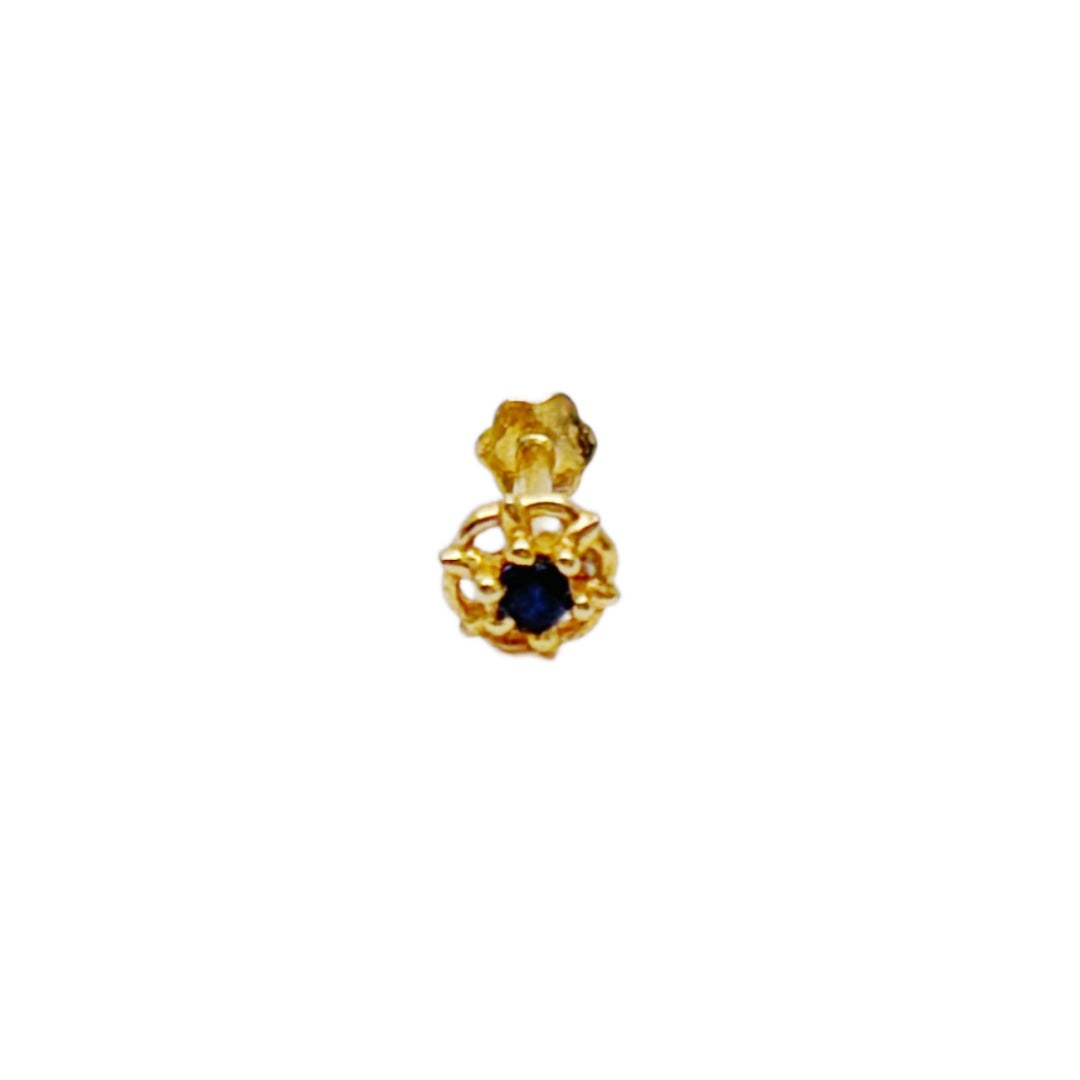 22ct Yellow Gold Black Cubic Zirconia Nose Stud