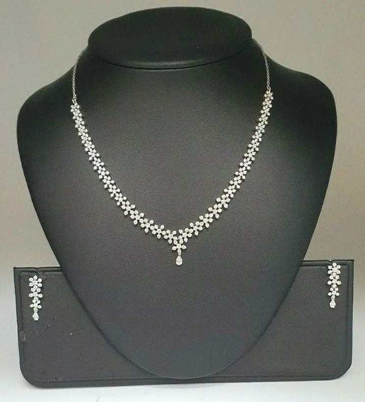 18Carat White Gold Diamond Necklace & Earrings 4.63cts 