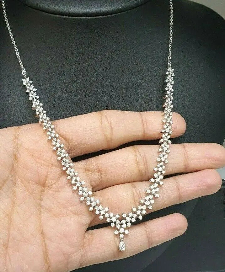 18Carat White Gold Diamond Necklace & Earrings 4.63cts 