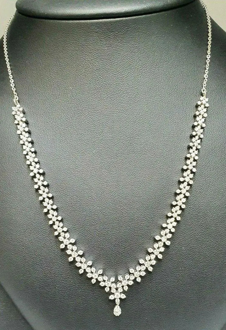 18Carat White Gold Diamond Necklace & Earrings 4.63cts 