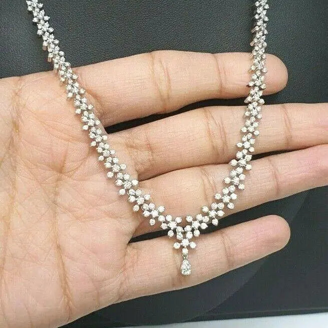 18Carat White Gold Diamond Necklace & Earrings 4.63cts 