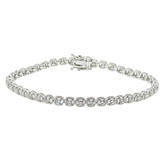18Carat White Gold Diamond Tennis Bracelet 4claw 1.50cts 7.0''Inches Hallmarked  Diamond Bracelets