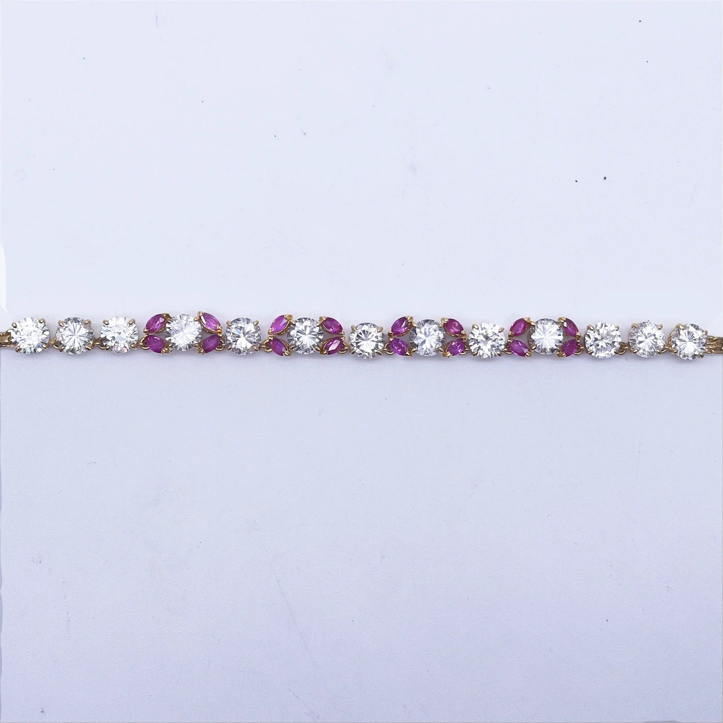 18ct Cubic Zirconia & Synthetic Ruby Necklace, 22.6gms 
