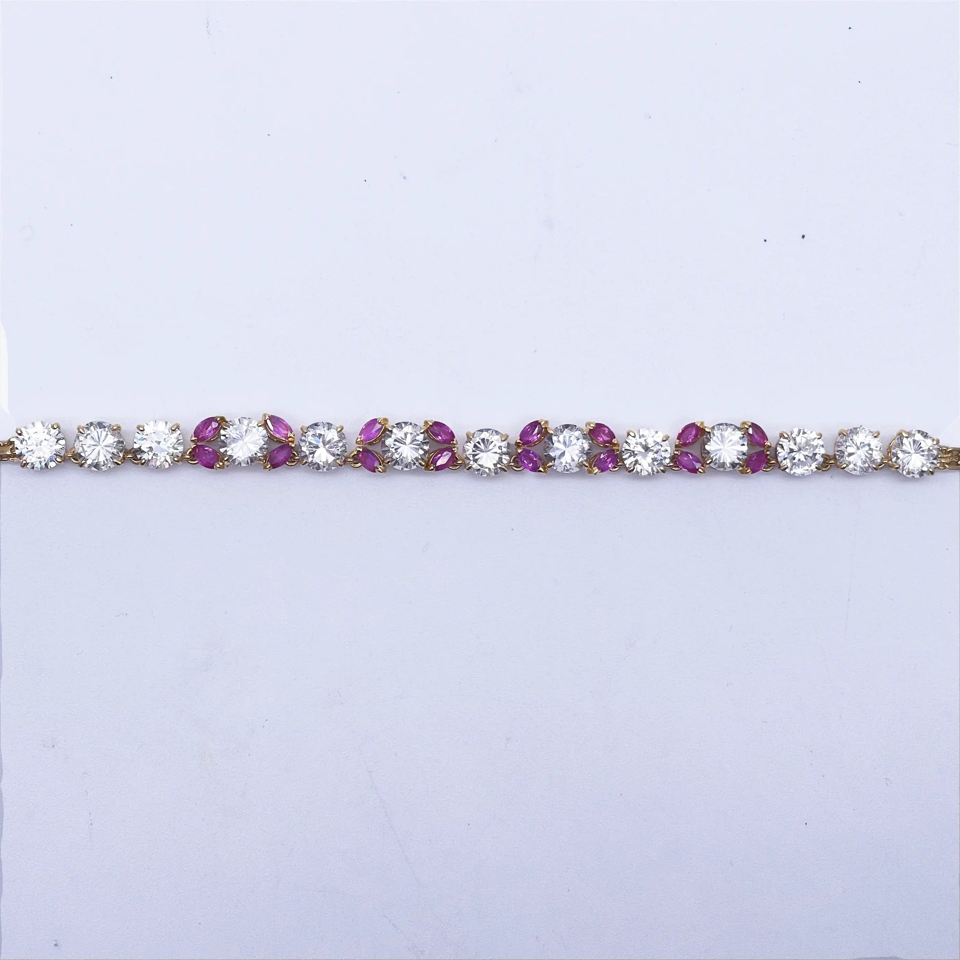 18ct Cubic Zirconia & Synthetic Ruby Necklace, 22.6gms 
