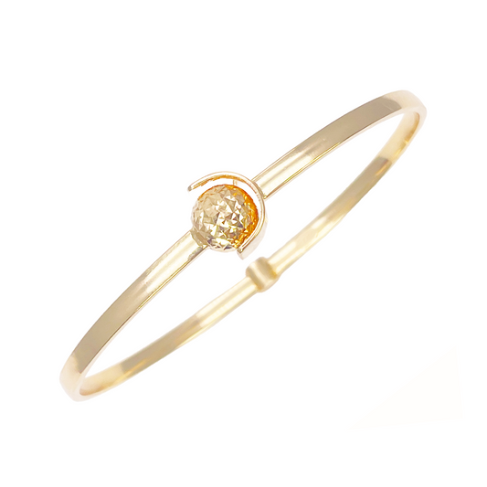 18ct Gold Bangle Diamond Cut High Polished Bracelet Diameter 2.3 Inches 