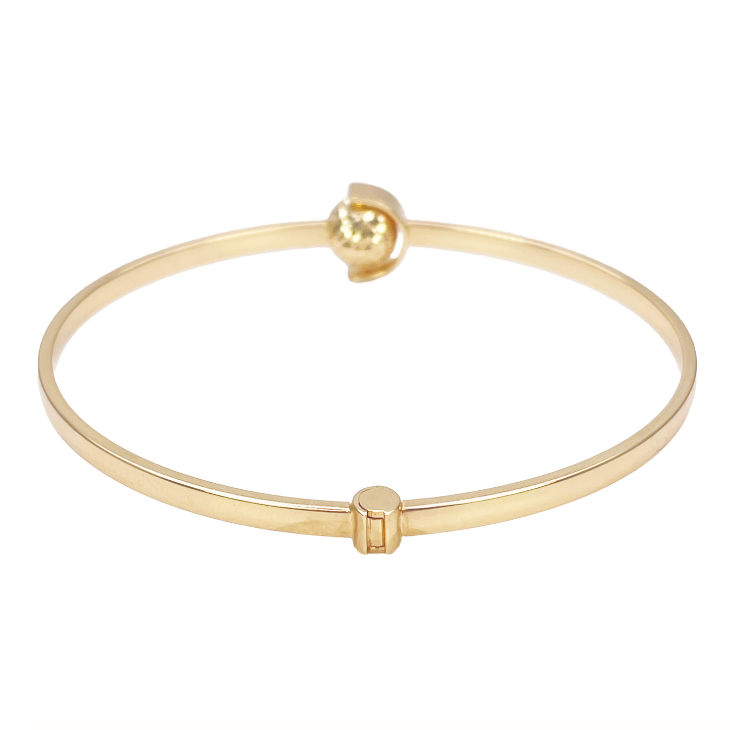 18ct Gold Bangle Diamond Cut High Polished Bracelet Diameter 2.3 Inches 